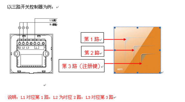 KOTI印象之美系列智能灯光开关产品接线图